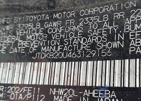 2006 Toyota Prius из США, поврежденный, VIN JTDKB20U463129156